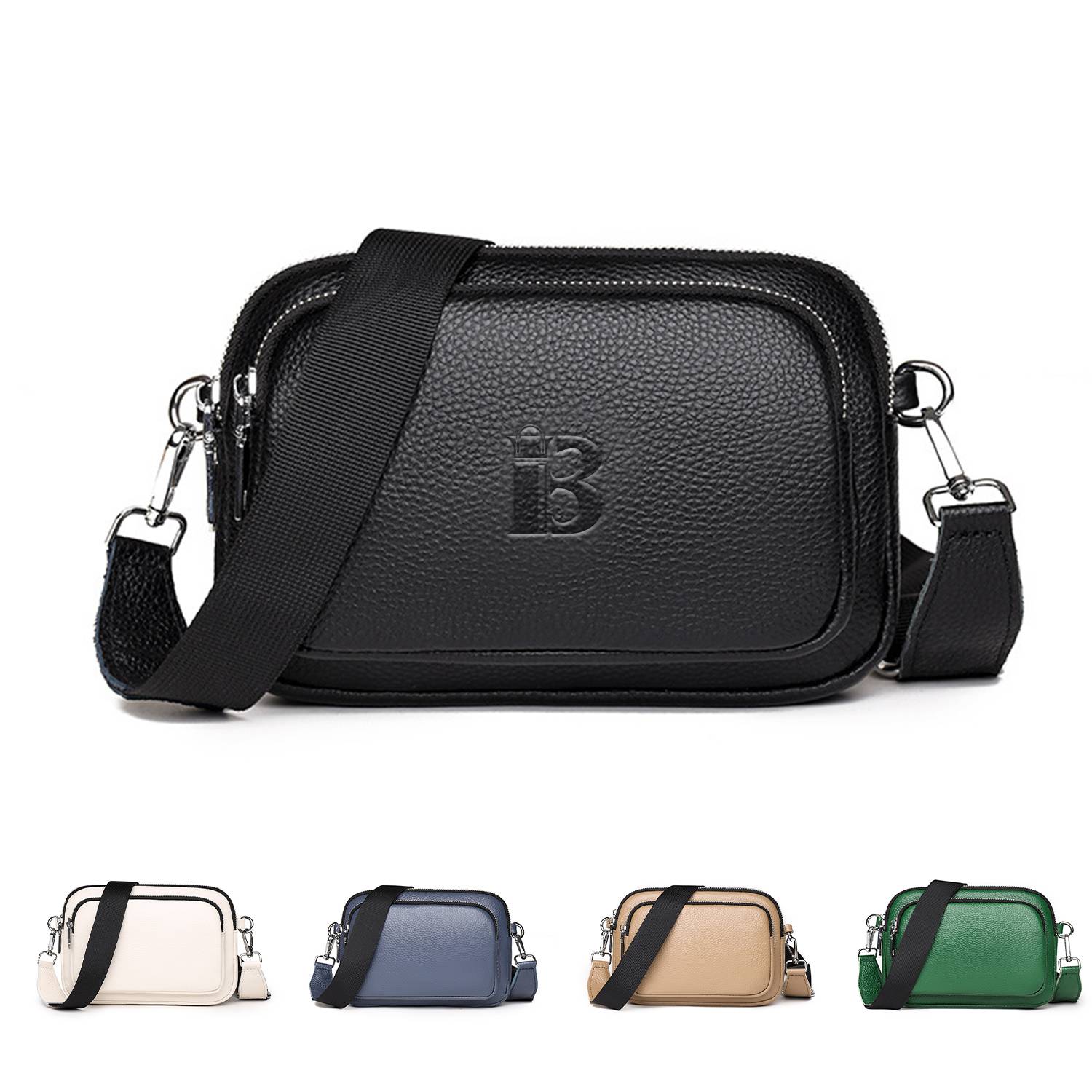 Genuine Leather Double layer Shoulder Crossbody Bag
