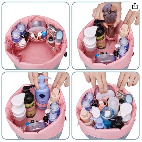 Barrel Drawstring Makeup Travel Bag