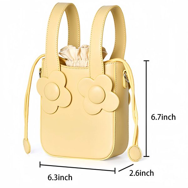 PU Leather Drawstring Bucket Tote Bags for Women