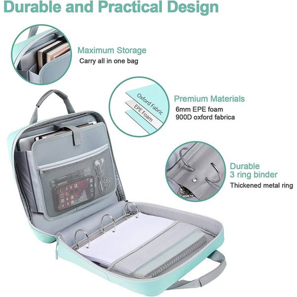 Zipper Binder Handbag Folder Storage Crossbody Bag