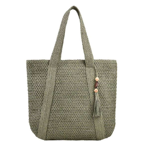 Jute Straw Beach Tote Bag Summer Woven with Tassels