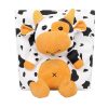 Canvas Cartoon cow large capacity tote bag
