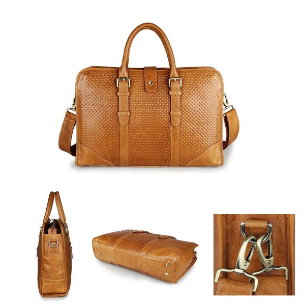 Leather Laptop Briefcase for Men Waterproof Travel Messenger