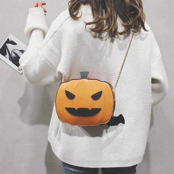 PU leather Pumpkin Purse cross-body bag for halloween