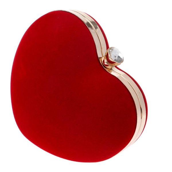 Red velvet heart-shaped chain crossbody shoulder bag handbag