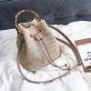 Jute Crossbody Bag Bucket Handbags With Bamboo Handle
