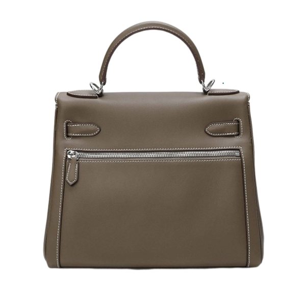 Retro double pocket zipper tote bag handbag
