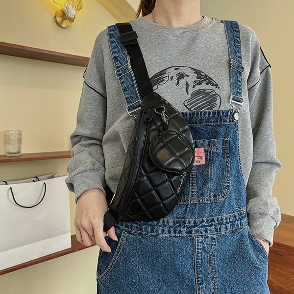 PU Simple And Stylish Rhombus One-shoulder Chest Bag