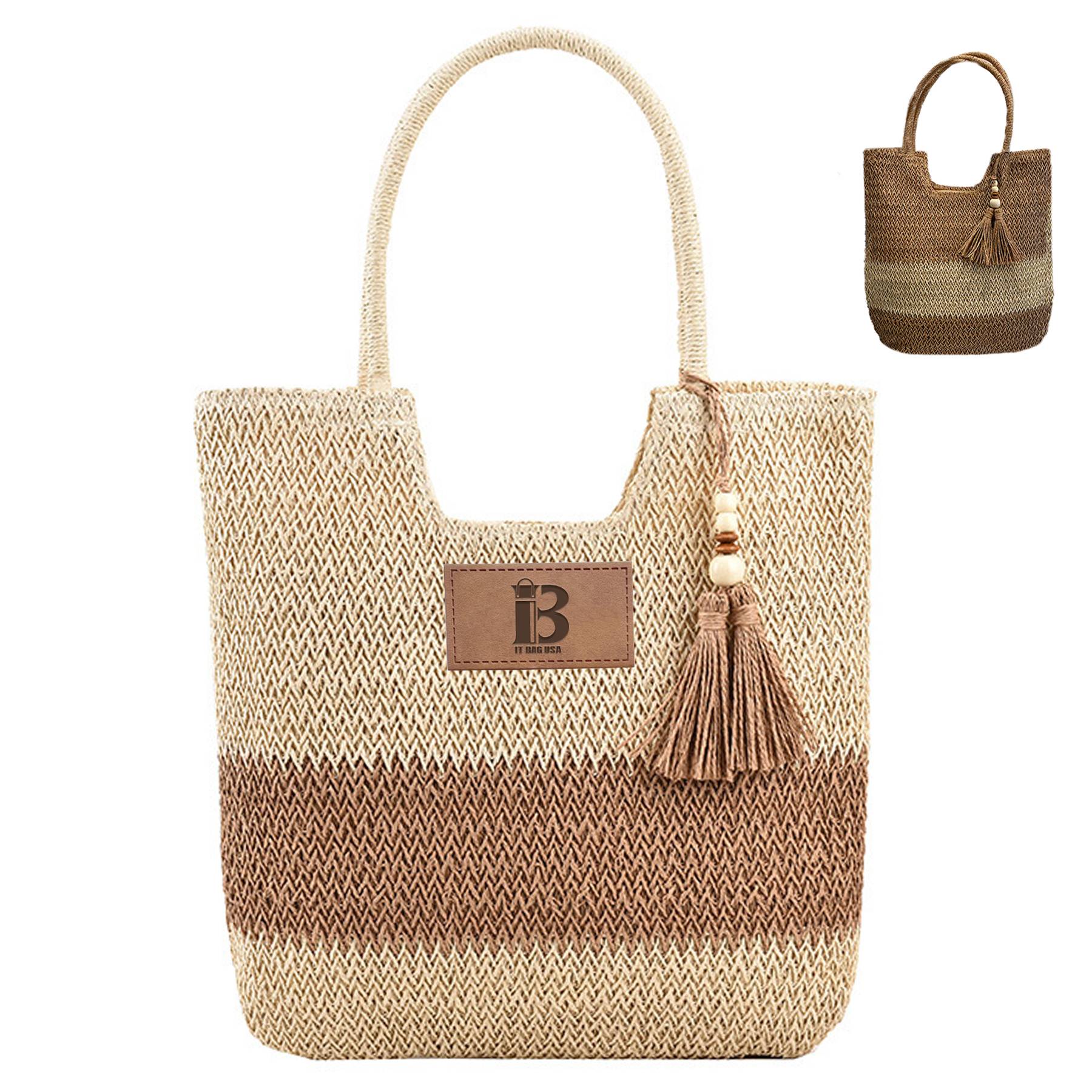 Jute Straw Beach Woven Tote Rattan Shoulder Bag