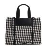 Canvas Tote Bag Black and White Grid Large Capacity