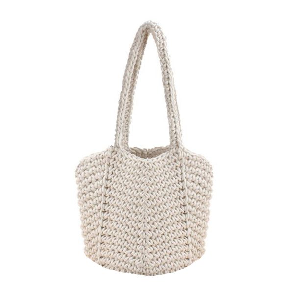 Jute Women Cotton Knitted Tote Mesh Beach Bag