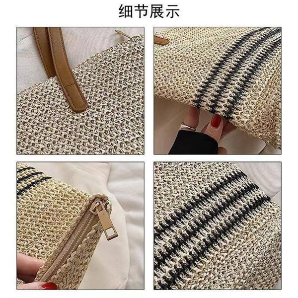 Hand-woven Straw Shoulder Summer Beach Bag