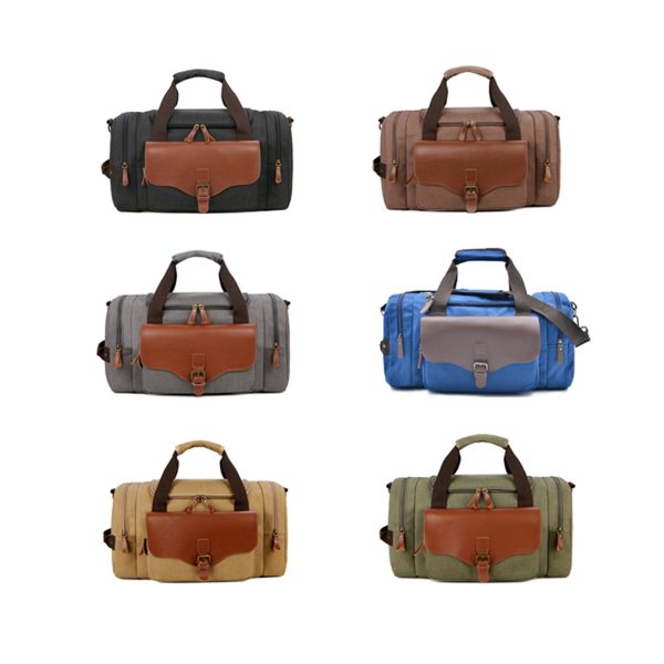 Canvas Large Capacity Leather Travel Duffel Bag
