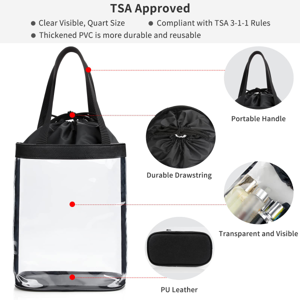 Clear Waterproof Cosmetic Cylinder bucket Drawstring Bag