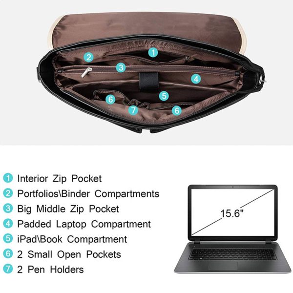 Laptop for Women 15.6 inch Briefcase PU Leather Bag