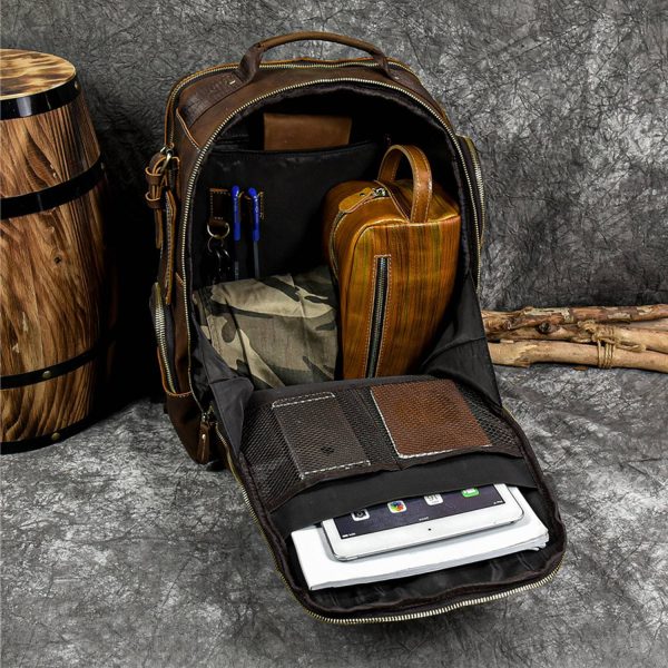 Large Capacity Leather Travel Retro Men's Backpack