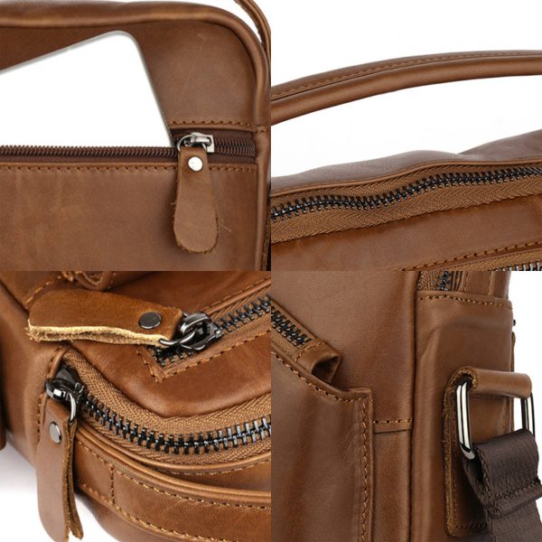 Genuine Leather Shoulder Crossbody Bag for Men Work Business