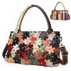 Genuine Leather Serpentine floral coloured stud shoulder bag