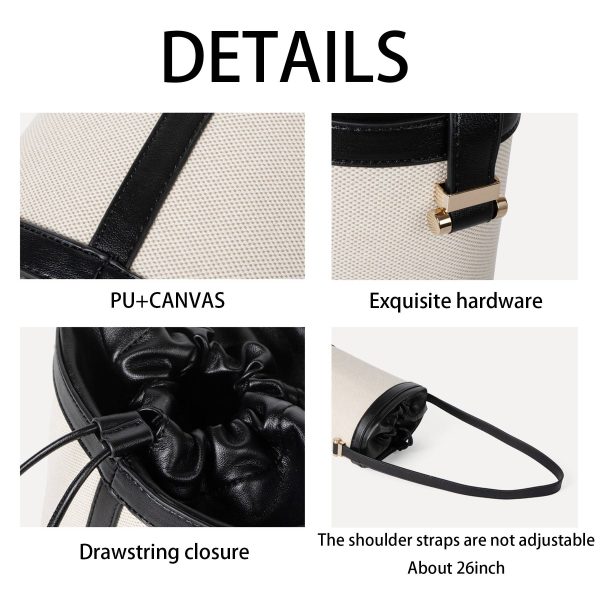 Contrasting canvas-paneled bucket shoulder bag