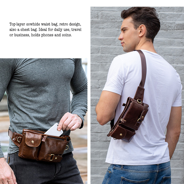 Custom Top-Layer Cowhide Leather Fanny Pack