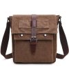 Small Vintage Canvas Leather Messenger Crossbody Bag