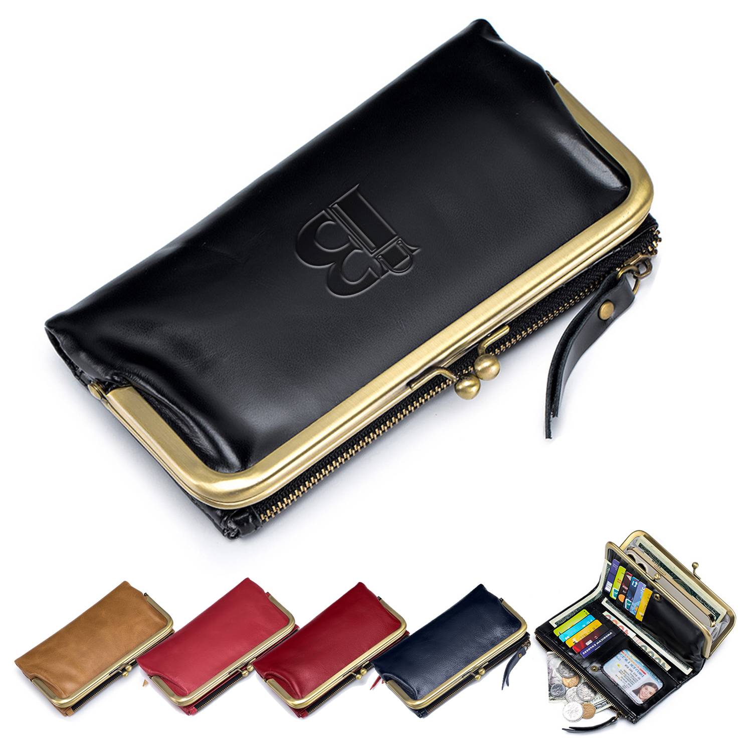 Geniunne Leather long handheld wallet