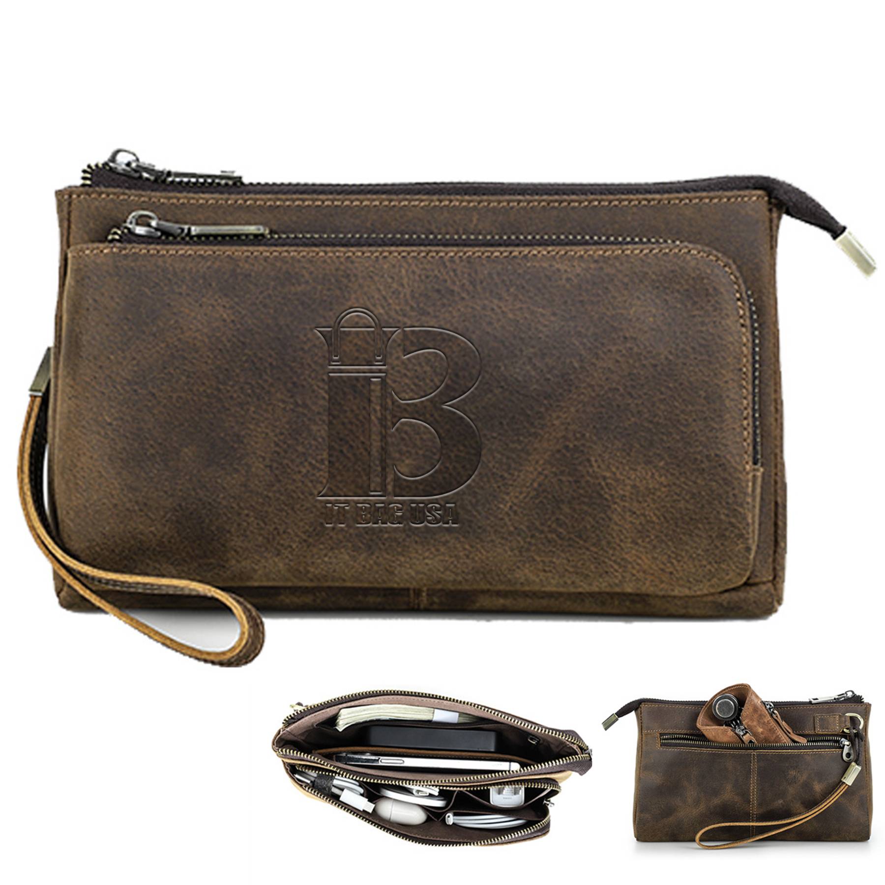 Leather Waterproof Small Vintage Storage Wallet Men Coffee