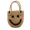 Jute Smiley straw bucket bag