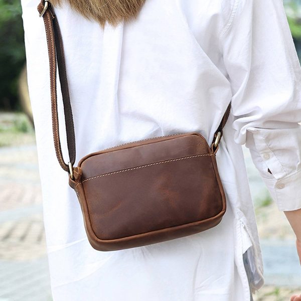 Genuine leather vintage cross-body messenger bag