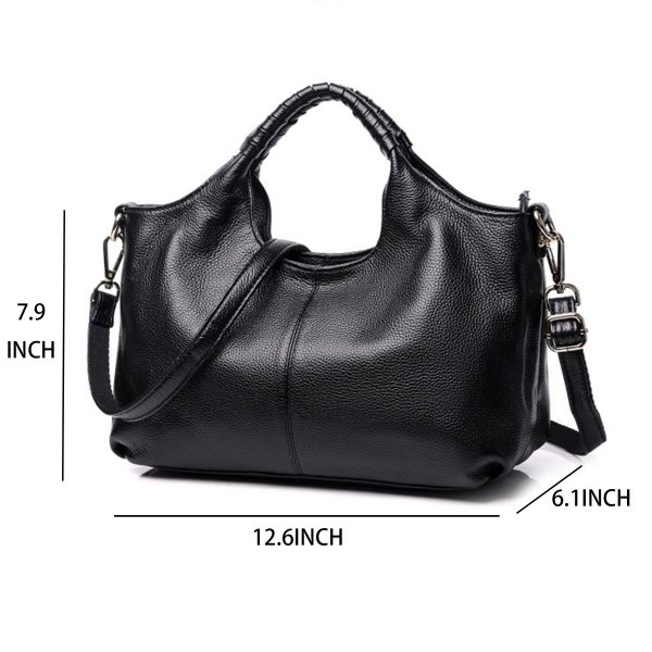 Genuine Leather Handle Satchel Shoulder Bag