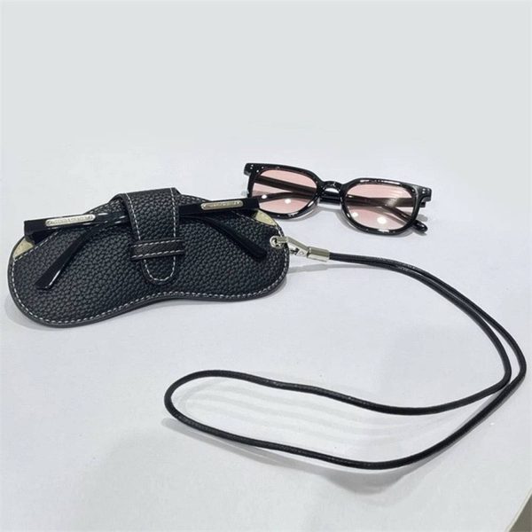 Business Portable Neck Hanging PU Leather Glasses Gag