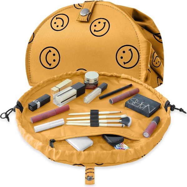 Drawstring Makeup Bag Open Lay Flat
