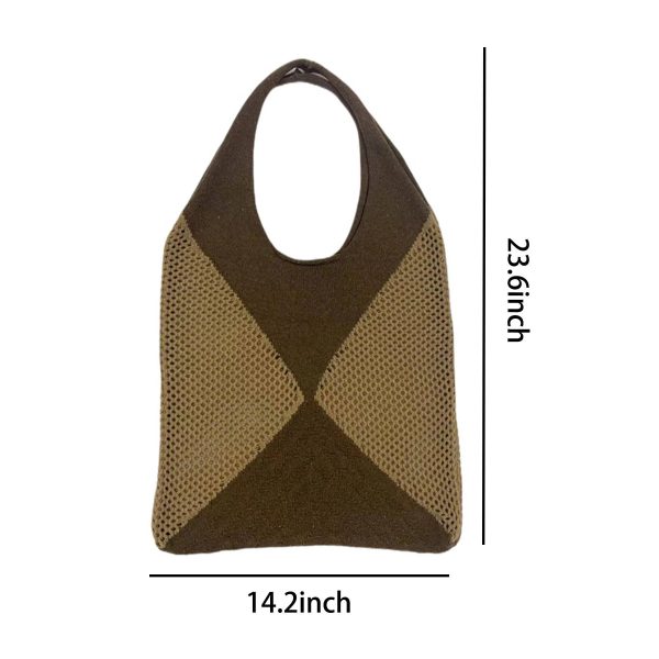 Polyester Patchwork Knit Tote Bag