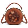 Genuine Leather Vintage bunny embossed diagonal shoulder bag