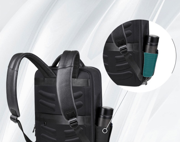 Classic Black Leather Slim Backpack