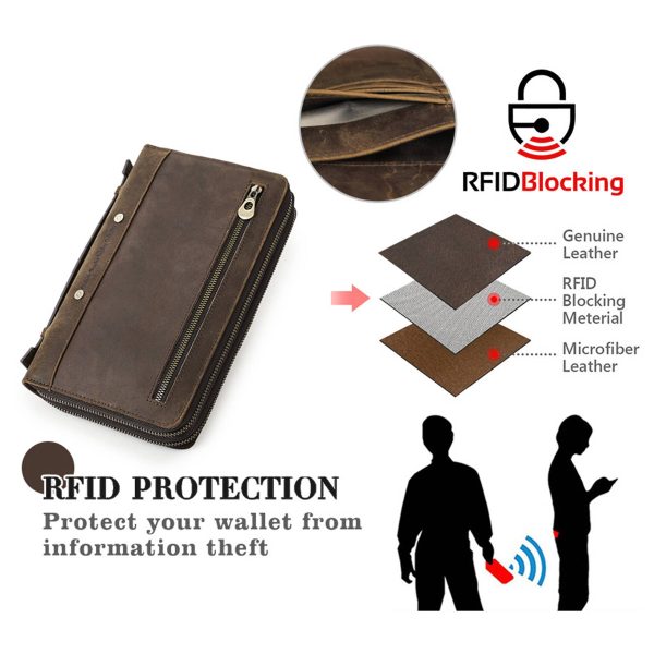 Genuine Leather RFID 2 fold Horizontal square shape Wallets