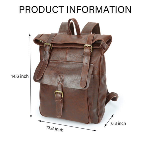 Large Waterproof Leather Backpack for Men and Women