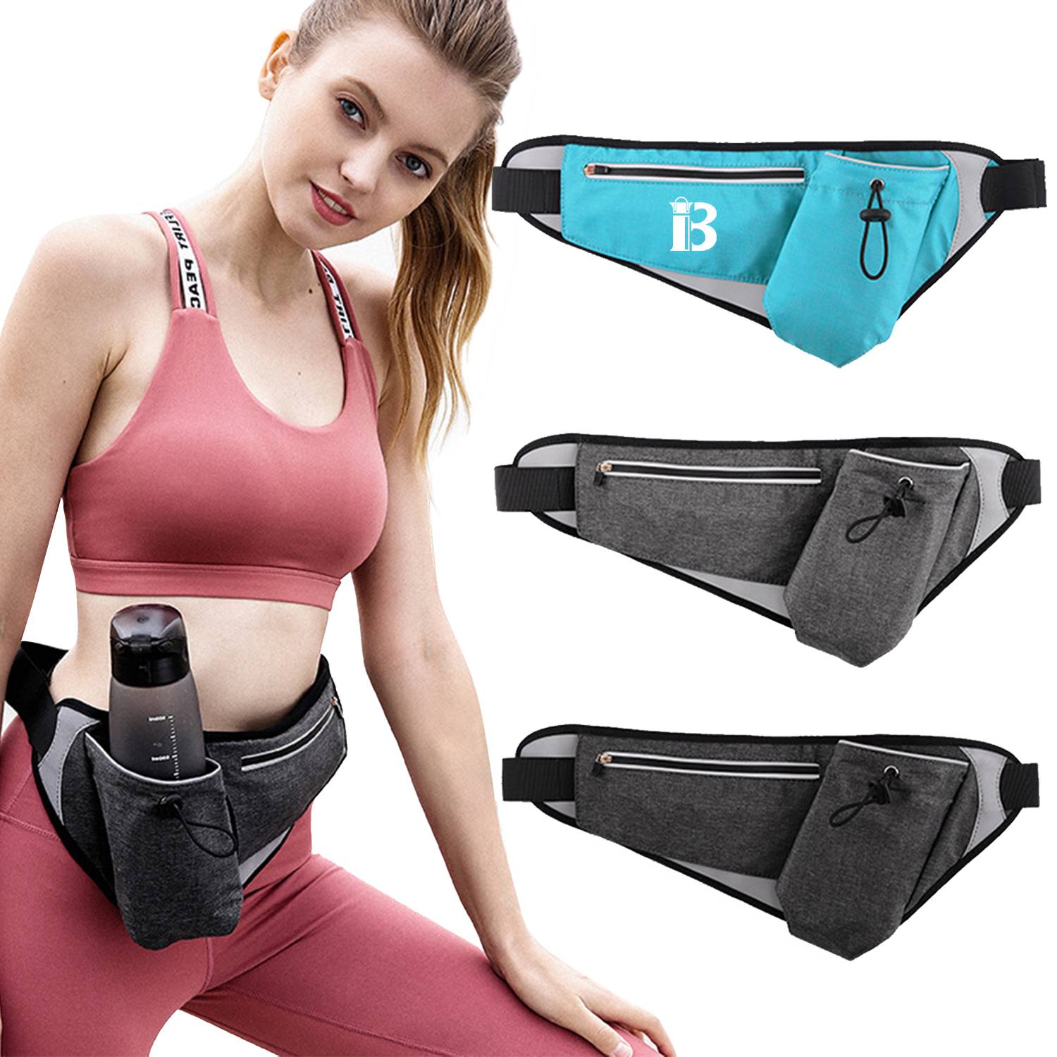 Oxford Hiking Waist Bag with Bottle Holder