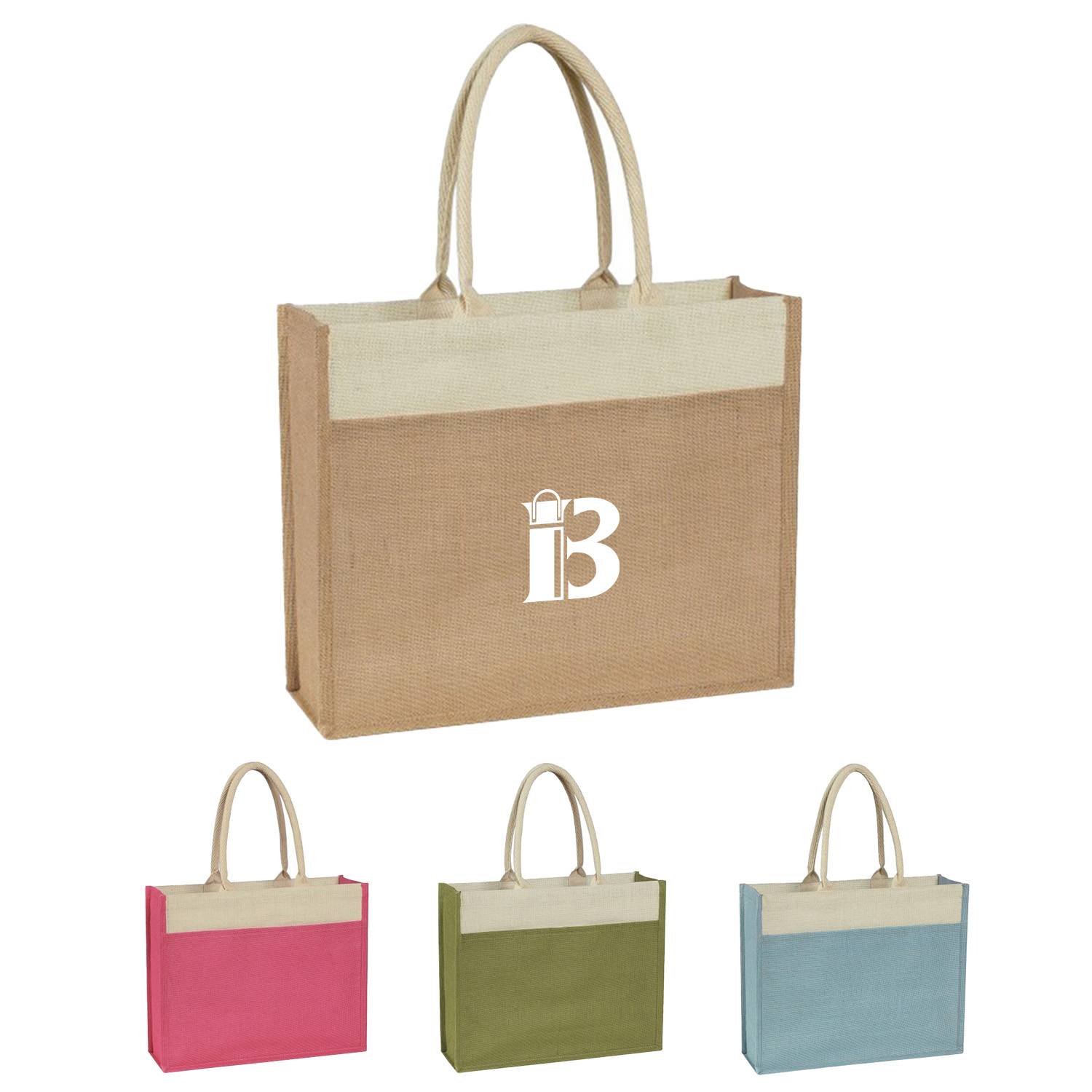Jute Tote Bag With Front Pocket