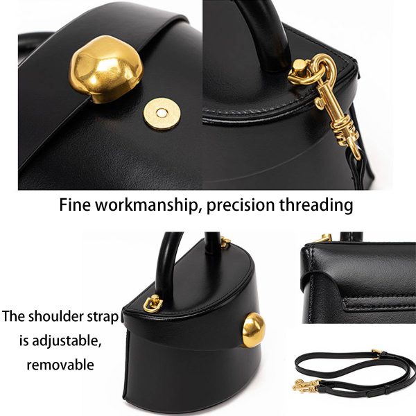 Genuine Leather Semi-round hand-held crossbody bag