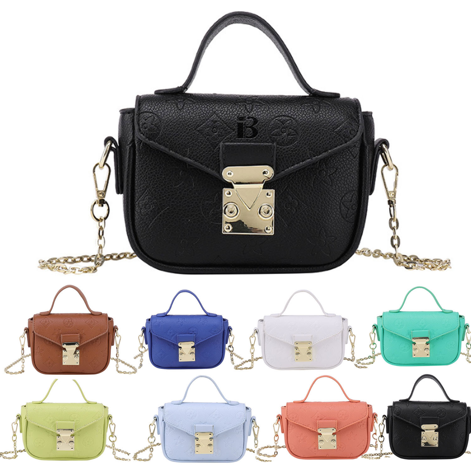 PU Leather Shoulder Bag w/ Metal Chain Strap