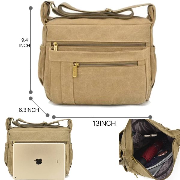 Light Weight Canvas Messenger CrossBody Bag for Women