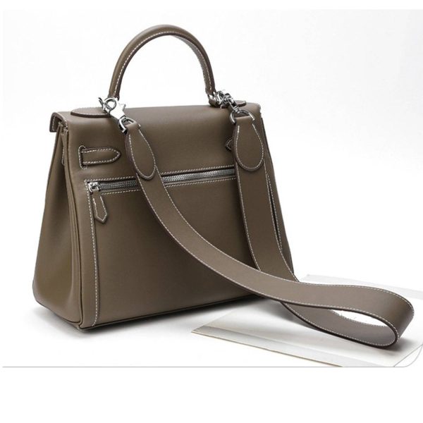 Retro double pocket zipper tote bag handbag