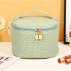 PU Leather Woven Pattern Cosmetic Bag Bucket