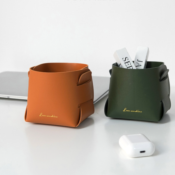 Foldable PU Leather Desktop Storage organizer