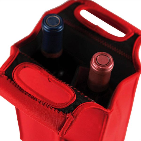 2 Pack Neoprene Beer Carrier Wine Bottle Holder W/ Pouch
