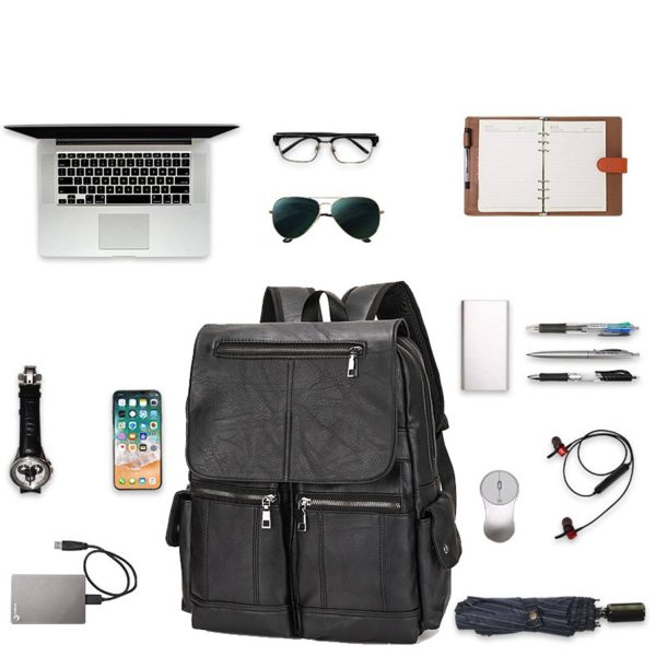 PU leather fashion simple business laptop backpack