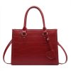 Pu red large capacity crossbody bag