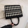Large Capacity Canvas Tote Bag Black and White Checkerboard