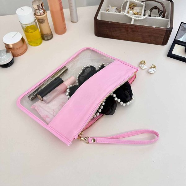 Travel Clear PVC Flat Zipper Pouch Nylon Makeup Bags